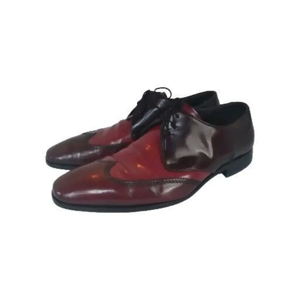 Hugo Boss Mens Leather‎ Two-tone Lace-up Pointed Toe Derby Shoes Size 10